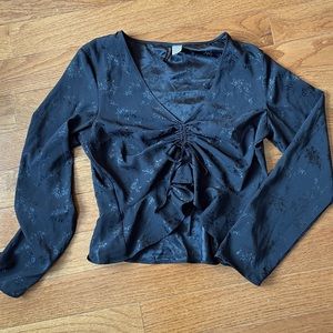 H&M brocade top with tie